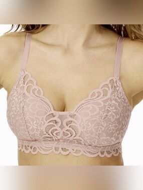 BALI Beautifully You Light Pink Lace Comfort Full Wireless Bralette Sz: Large